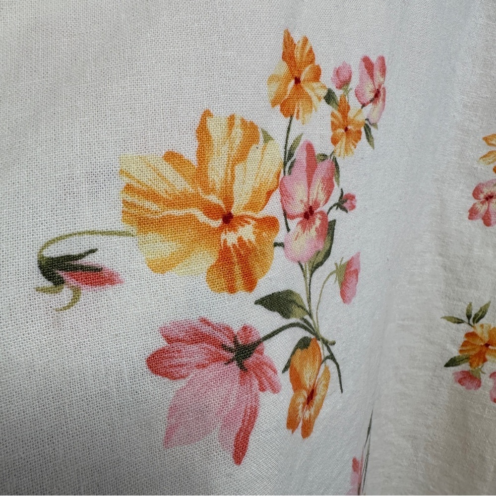 Old Navy Linen Blend Cami Dress Floral Ruffle Hem Summer Sundress Boho Size L - Picture 3 of 7